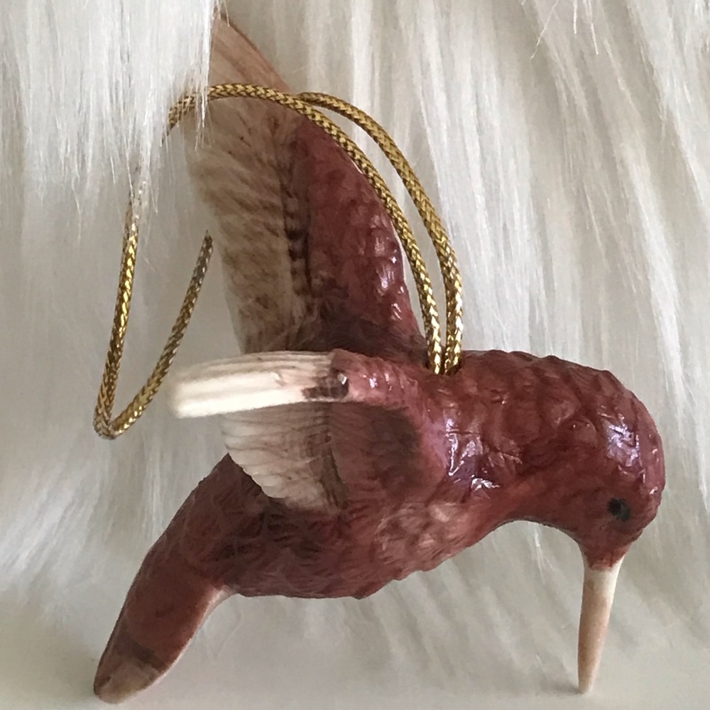 Glazed Ceramic Realistic Hummingbird Figurine Christmas Ornament